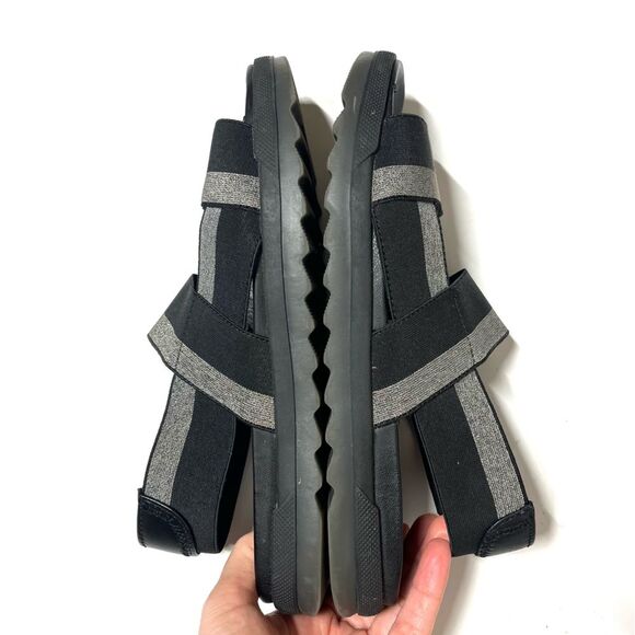 Cougar Lucia Bicolor Slip-On Sporty Leather Sandals in Black and Silver Gray 9M - Picture 7 of 11